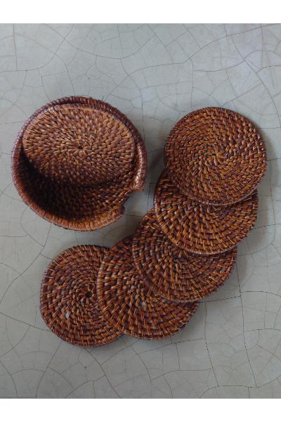 Round Cane Coaster set (6 pack) - Soil matte